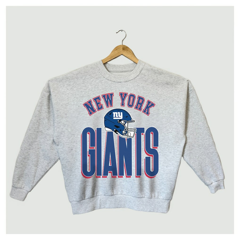 New York Giants Gameday Couture Women's Fierce Focus Premium Oversized Fleece Pullover Sweatshirt - Ash Pullover
