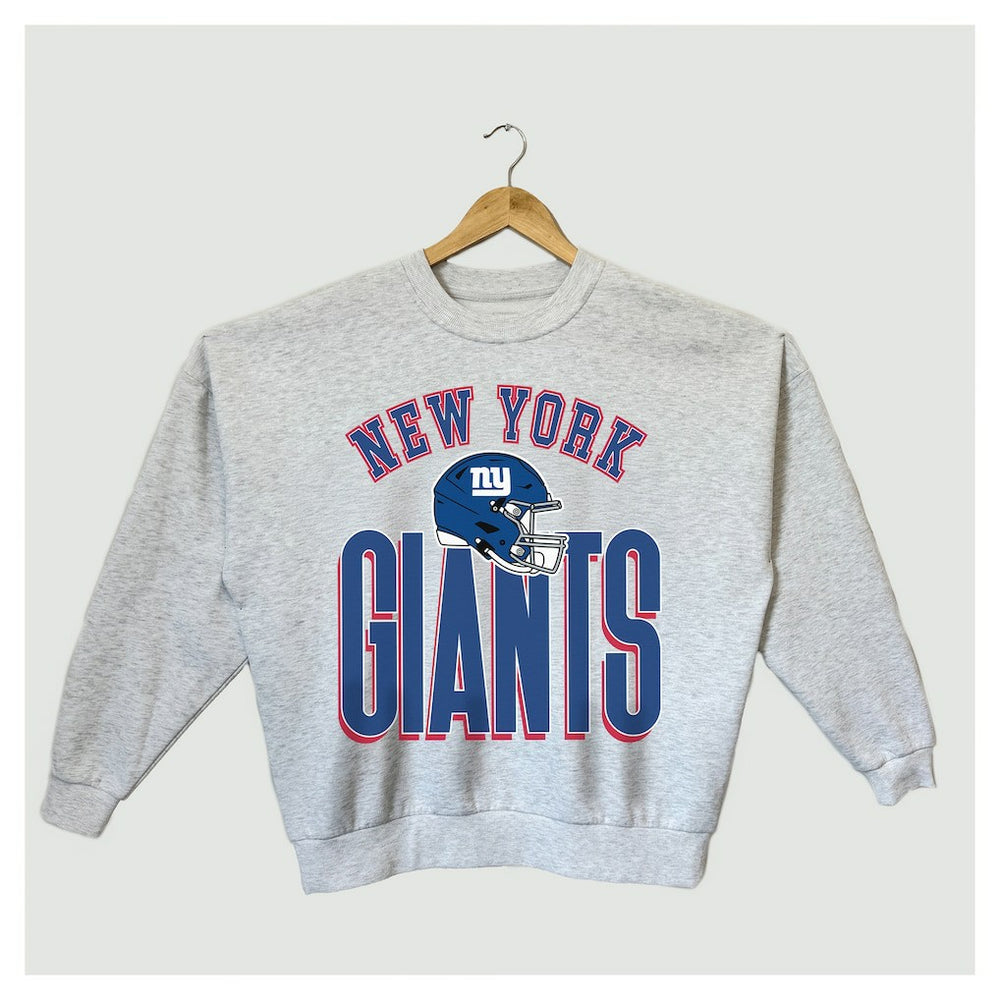 New York Giants Gameday Couture Women's Fierce Focus Premium Oversized Fleece Pullover Sweatshirt - Ash Pullover