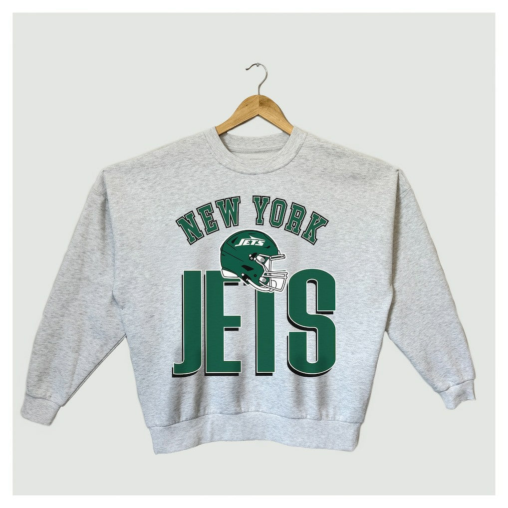 New York Jets Gameday Couture Women's Fierce Focus Premium Oversized Fleece Pullover Sweatshirt - Ash Pullover