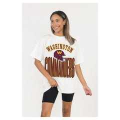 Washington Commanders Gameday Couture Women's Oversized Classic Fierce Focus T-Shirt - White T-shirts