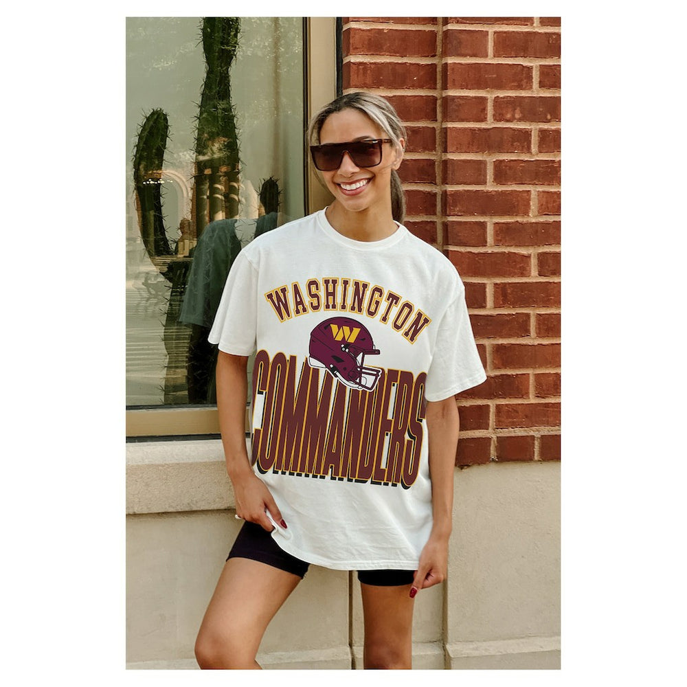 Washington Commanders Gameday Couture Women's Oversized Classic Fierce Focus T-Shirt - White T-shirts