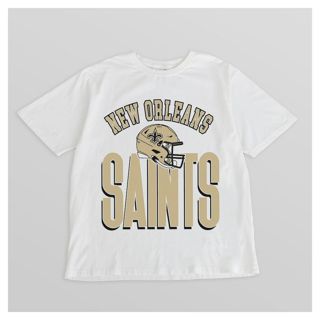 New Orleans Saints Gameday Couture Women's Oversized Classic Fierce Focus T-Shirt - White T-shirts