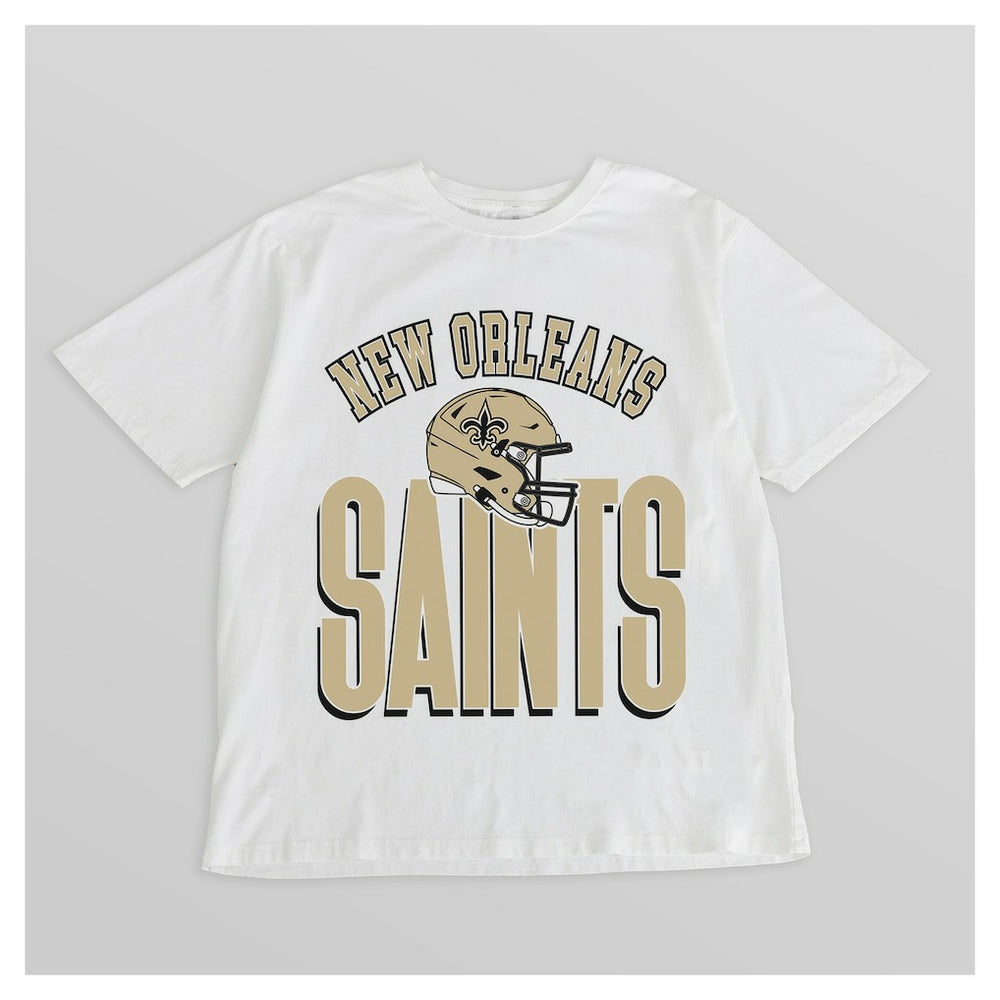New Orleans Saints Gameday Couture Women's Oversized Classic Fierce Focus T-Shirt - White T-shirts