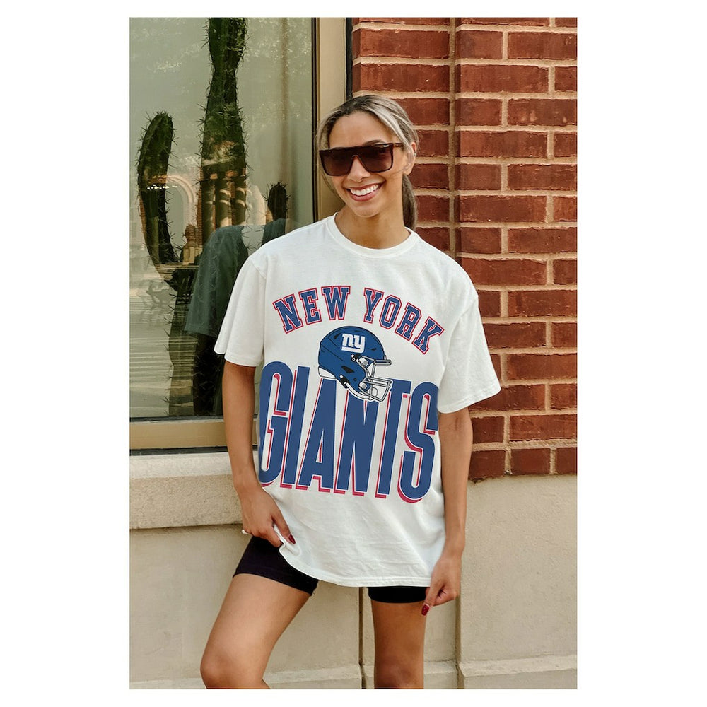 New York Giants Gameday Couture Women's Oversized Classic Fierce Focus T-Shirt - White T-shirts