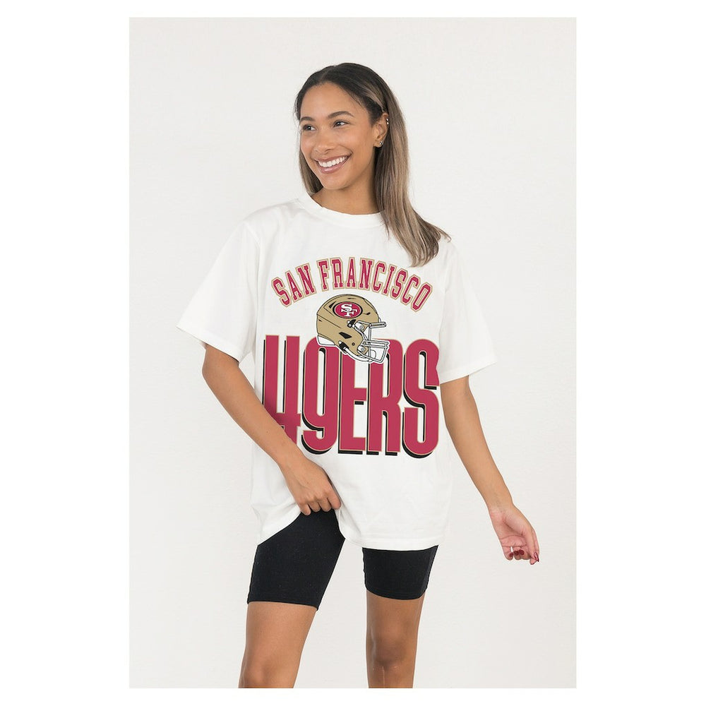San Francisco 49ers Gameday Couture Women's Oversized Classic Fierce Focus T-Shirt - White T-shirts