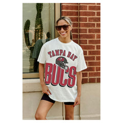 Tampa Bay Buccaneers Gameday Couture Women's Oversized Classic Fierce Focus T-Shirt - White T-shirts