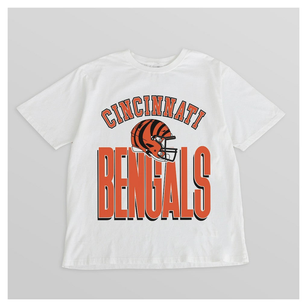 Cincinnati Bengals Gameday Couture Women's Oversized Classic Fierce Focus T-Shirt - White T-shirts