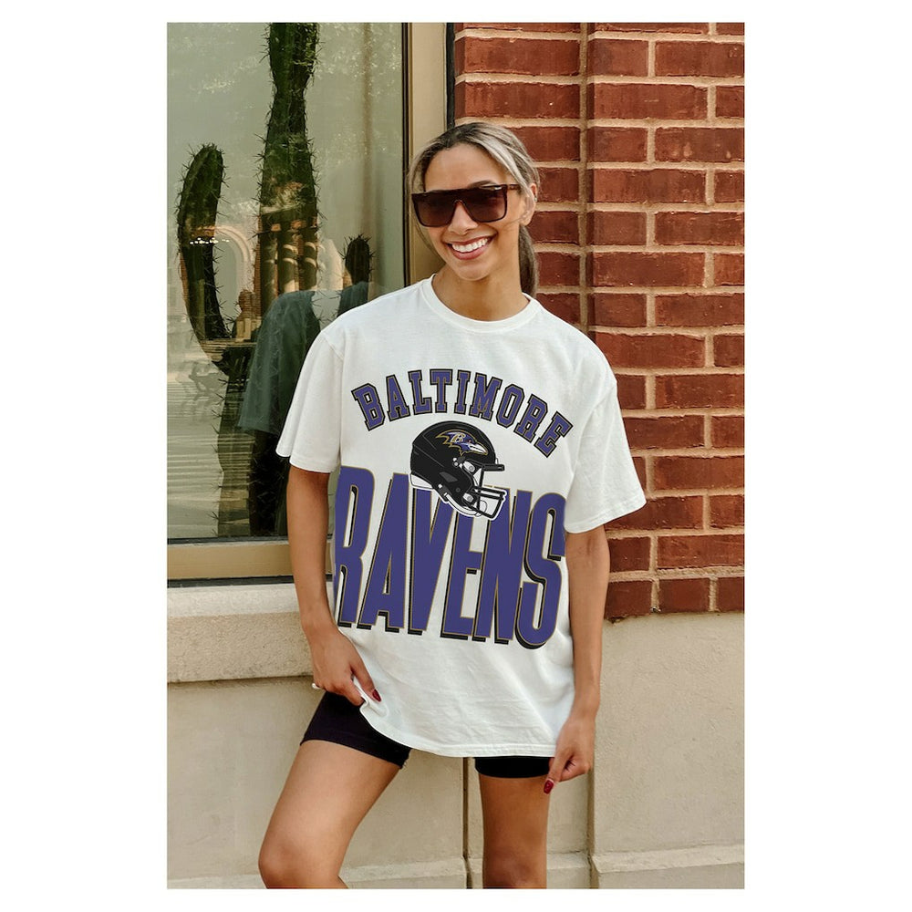 Baltimore Ravens Gameday Couture Women's Oversized Classic Fierce Focus T-Shirt - White T-shirts