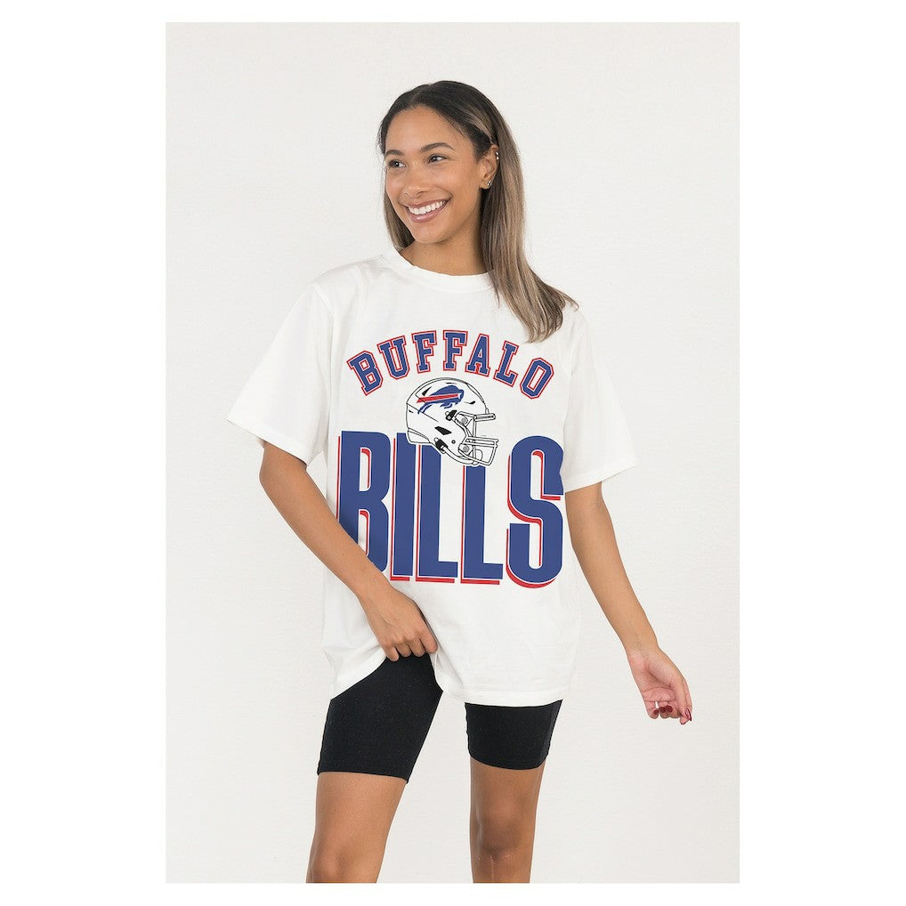 Buffalo Bills Gameday Couture Women's Oversized Classic Fierce Focus T-Shirt - White T-shirts