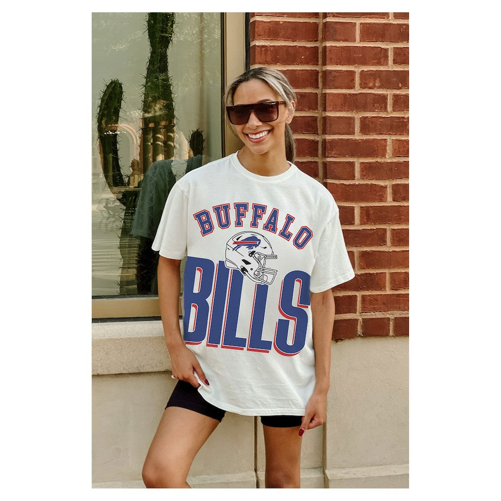 Buffalo Bills Gameday Couture Women's Oversized Classic Fierce Focus T-Shirt - White T-shirts