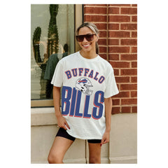 Buffalo Bills Gameday Couture Women's Oversized Classic Fierce Focus T-Shirt - White T-shirts