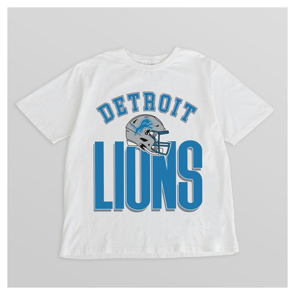 Detroit Lions Gameday Couture Women's Oversized Classic Fierce Focus T-Shirt - White T-shirts