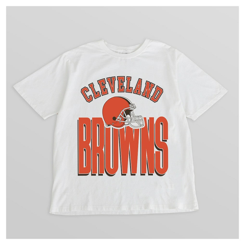 Cleveland Browns Gameday Couture Women's Oversized Classic Fierce Focus T-Shirt - White T-shirts
