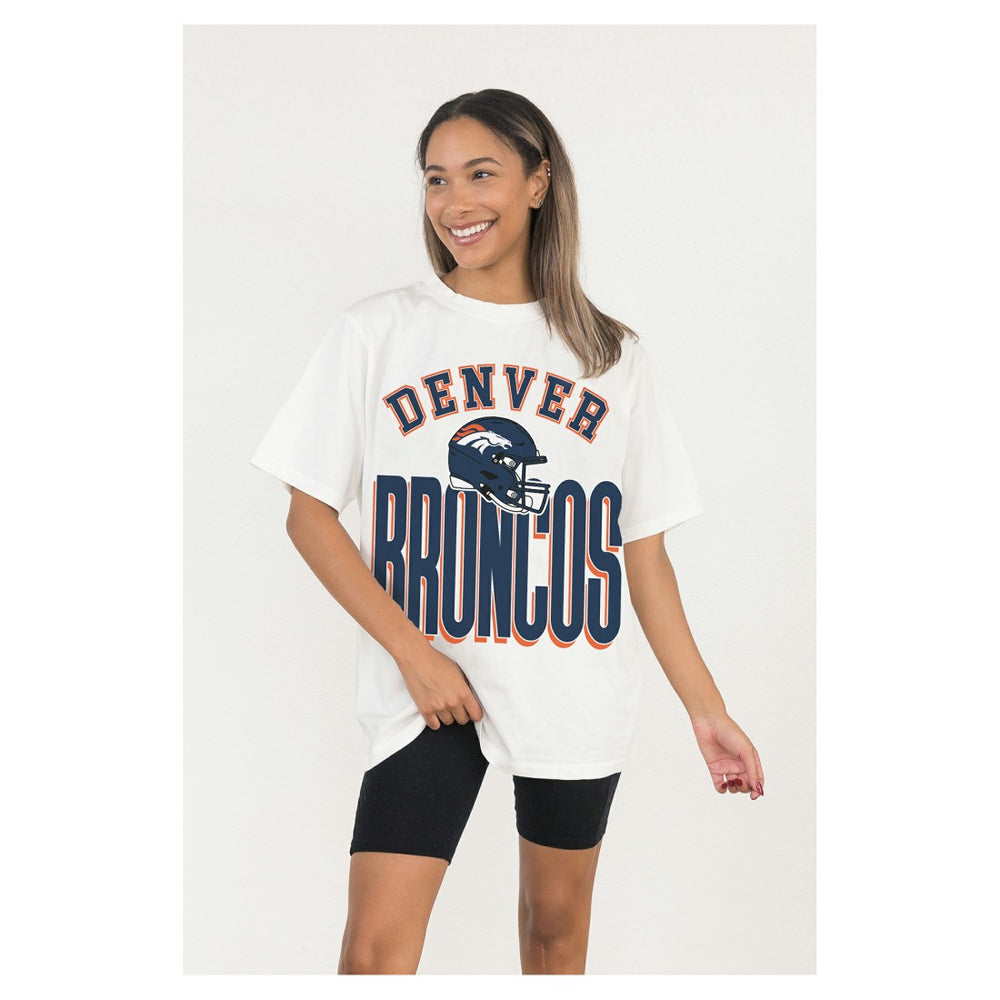 Denver Broncos Gameday Couture Women's Oversized Classic Fierce Focus T-Shirt - White T-shirts