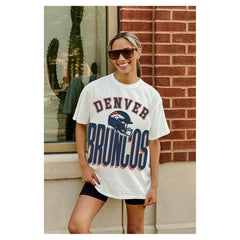 Denver Broncos Gameday Couture Women's Oversized Classic Fierce Focus T-Shirt - White T-shirts
