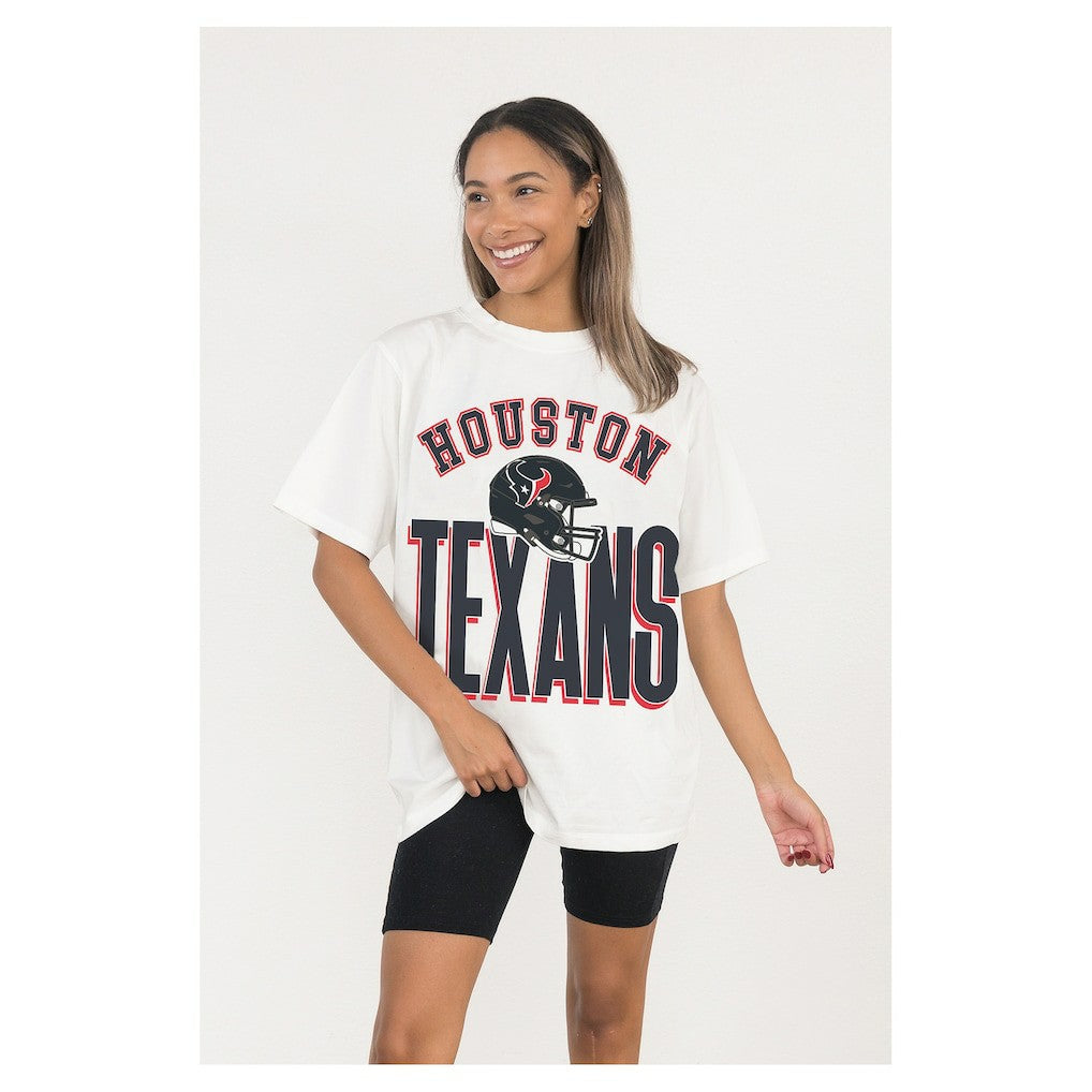 Houston Texans Gameday Couture Women's Oversized Classic Fierce Focus T-Shirt - White T-shirts