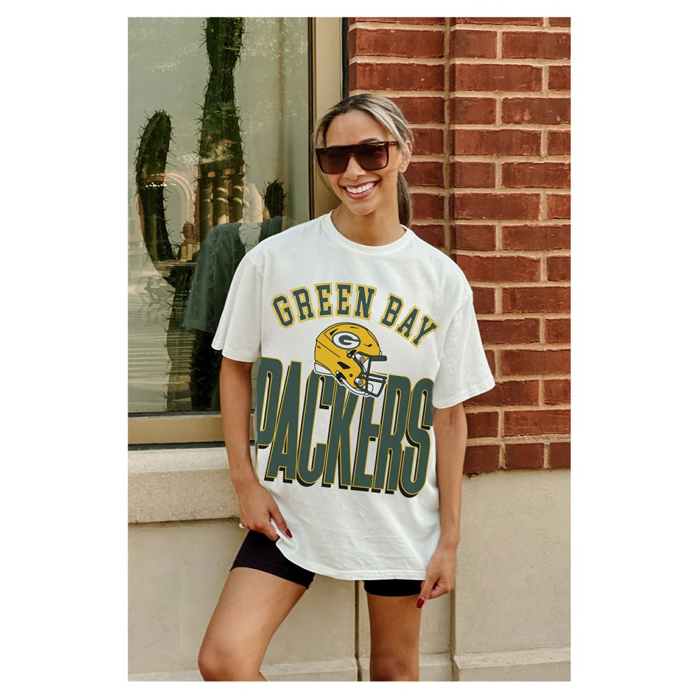 Green Bay Packers Gameday Couture Women's Oversized Classic Fierce Focus T-Shirt - White T-shirts