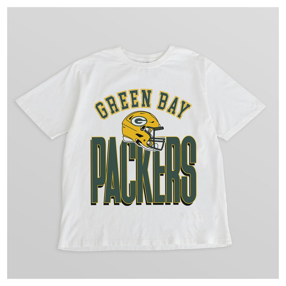 Green Bay Packers Gameday Couture Women's Oversized Classic Fierce Focus T-Shirt - White T-shirts