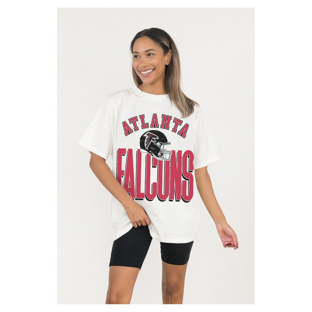 Atlanta Falcons Gameday Couture Women's Oversized Classic Fierce Focus T-Shirt - White T-shirts