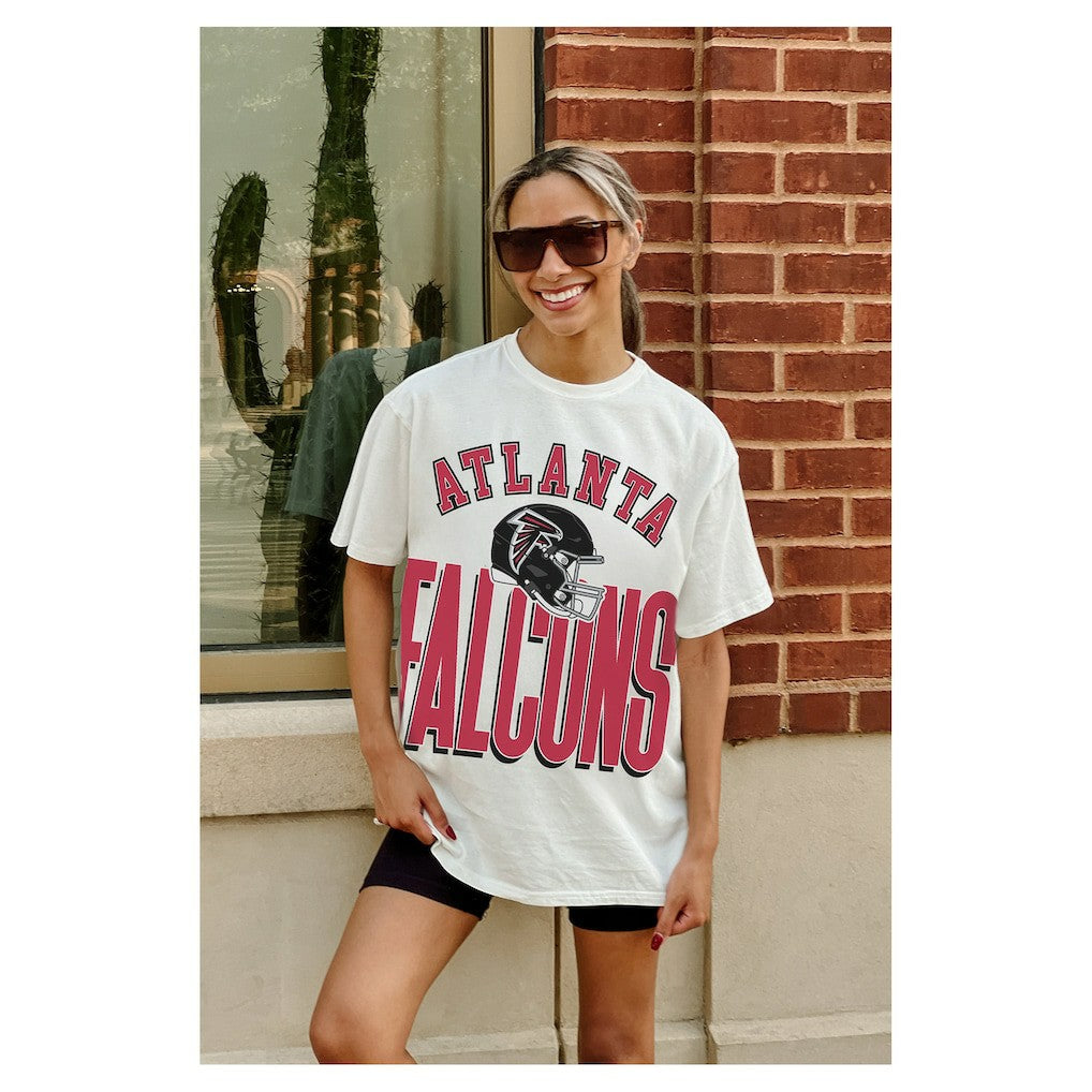 Atlanta Falcons Gameday Couture Women's Oversized Classic Fierce Focus T-Shirt - White T-shirts