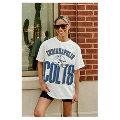 Indianapolis Colts Gameday Couture Women's Oversized Classic Fierce Focus T-Shirt - White T-shirts