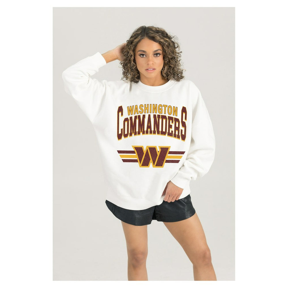 Washington Commanders Gameday Couture Women's Swift Strike Premium Oversized Fleece Pullover Sweatshirt - White Pullover