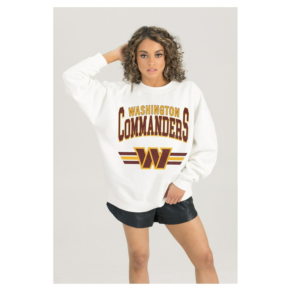 Washington Commanders Gameday Couture Women's Swift Strike Premium Oversized Fleece Pullover Sweatshirt - White Pullover