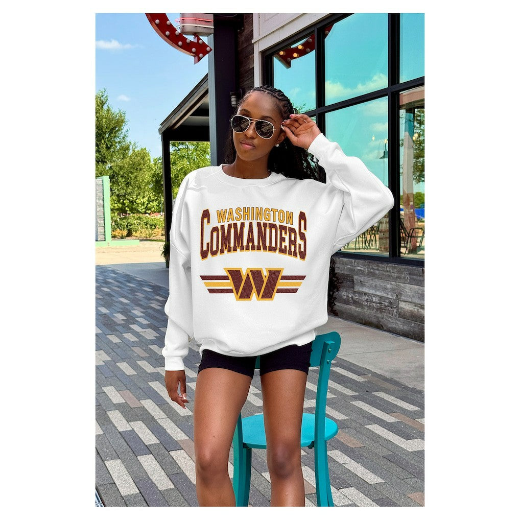Washington Commanders Gameday Couture Women's Swift Strike Premium Oversized Fleece Pullover Sweatshirt - White Pullover