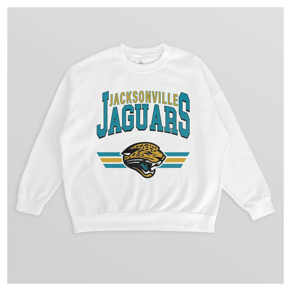 Jacksonville Jaguars Gameday Couture Women's Swift Strike Premium Oversized Fleece Pullover Sweatshirt - White Pullover