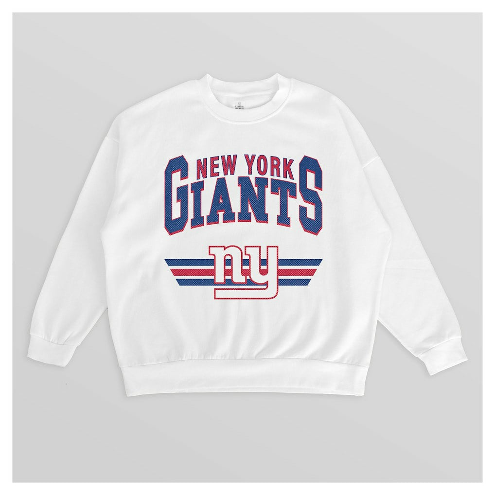 New York Giants Gameday Couture Women's Swift Strike Premium Oversized Fleece Pullover Sweatshirt - White Pullover