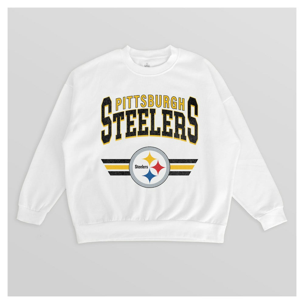 Pittsburgh Steelers Gameday Couture Women's Swift Strike Premium Oversized Fleece Pullover Sweatshirt - White Pullover