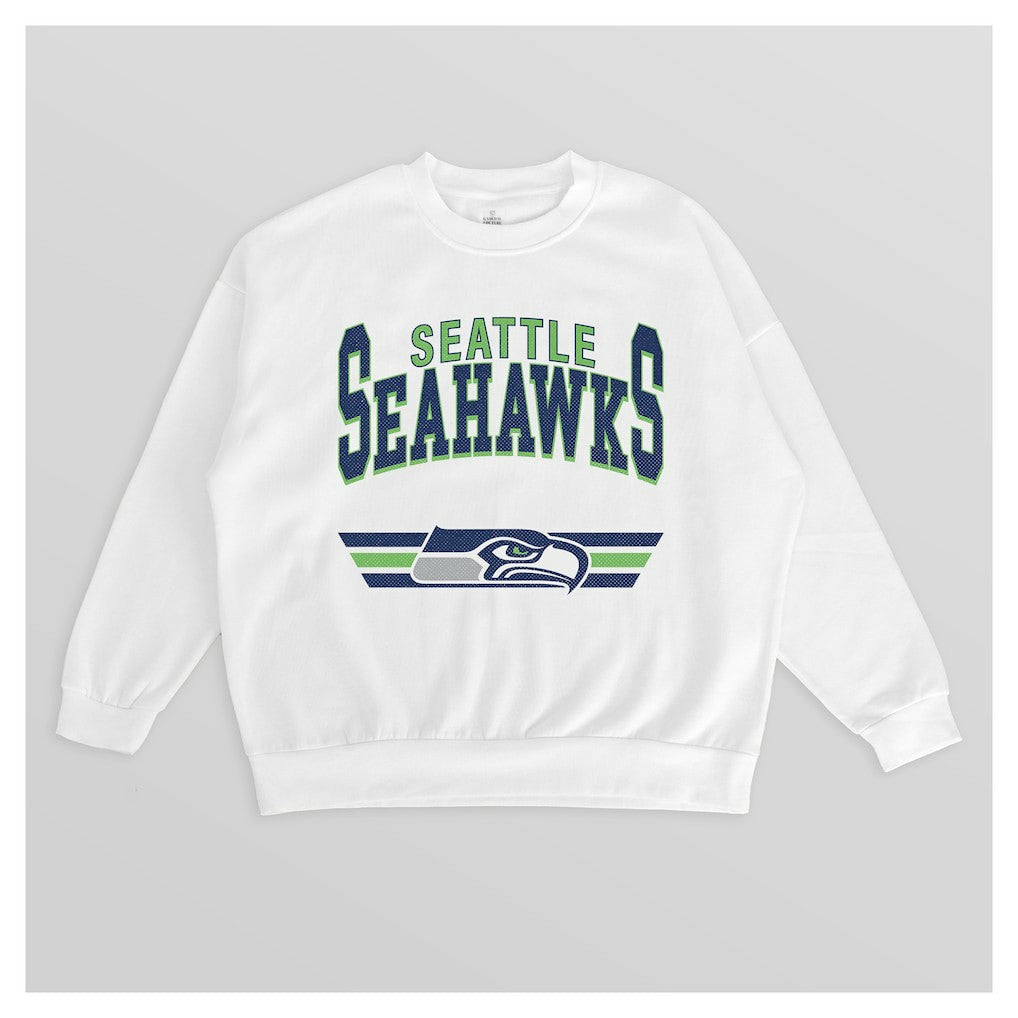Seattle Seahawks Gameday Couture Women's Swift Strike Premium Oversized Fleece Pullover Sweatshirt - White Pullover