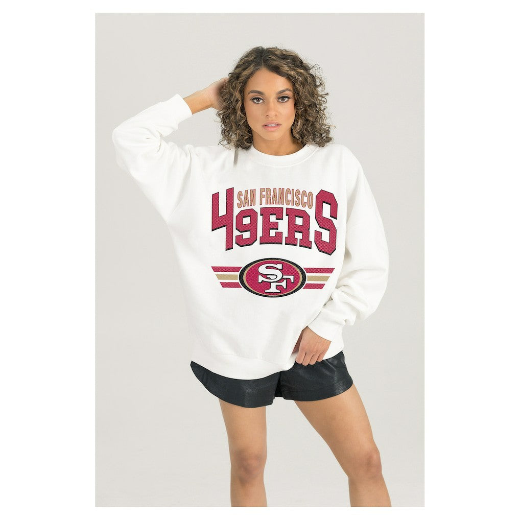 San Francisco 49ers Gameday Couture Women's Swift Strike Premium Oversized Fleece Pullover Sweatshirt - White Pullover