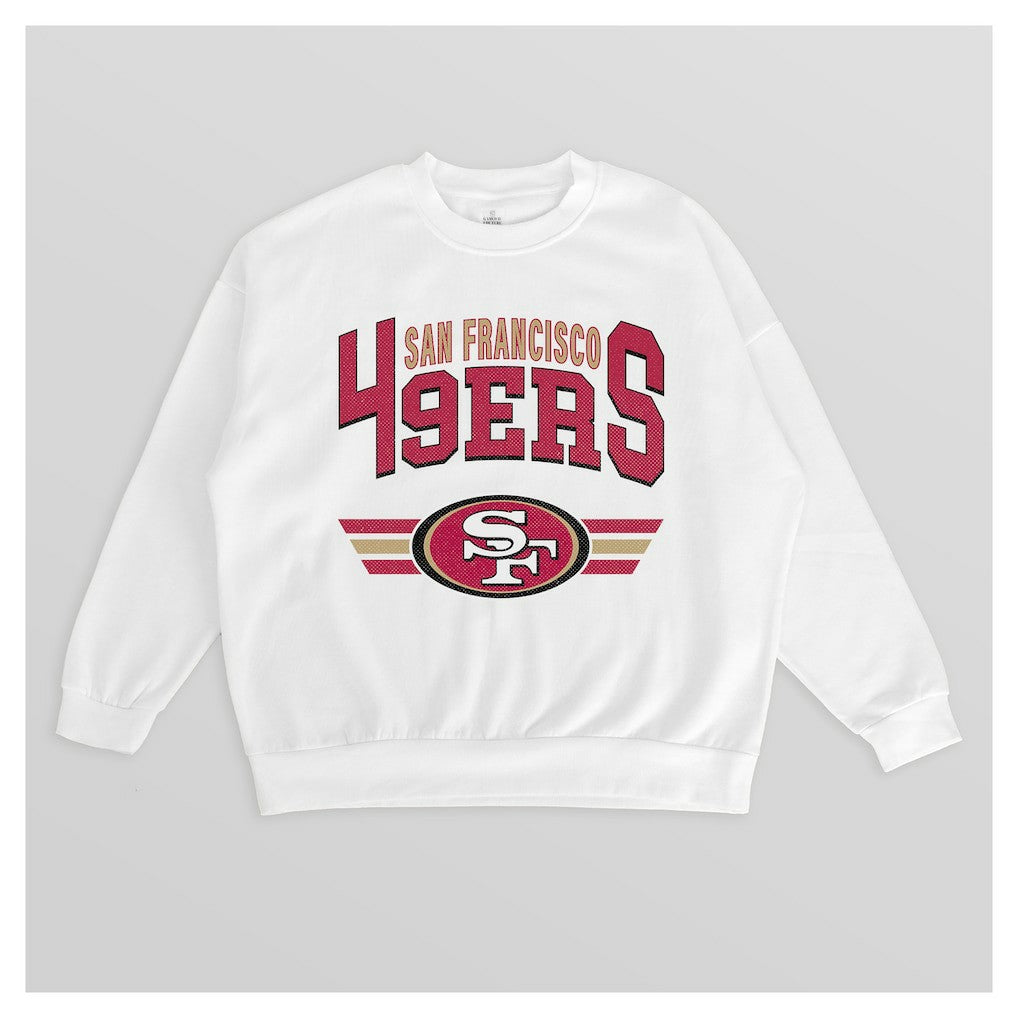 San Francisco 49ers Gameday Couture Women's Swift Strike Premium Oversized Fleece Pullover Sweatshirt - White Pullover