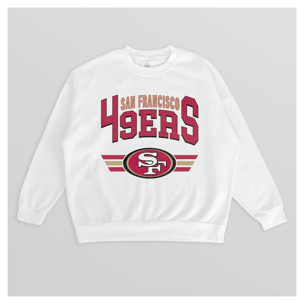 San Francisco 49ers Gameday Couture Women's Swift Strike Premium Oversized Fleece Pullover Sweatshirt - White Pullover