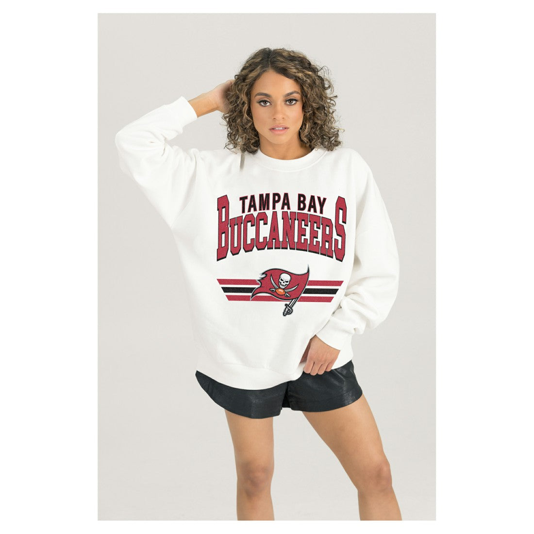 Tampa Bay Buccaneers Gameday Couture Women's Swift Strike Premium Oversized Fleece Pullover Sweatshirt - White Pullover