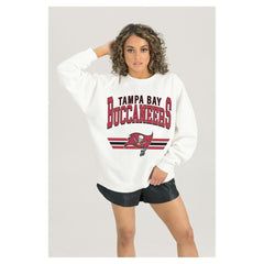 Tampa Bay Buccaneers Gameday Couture Women's Swift Strike Premium Oversized Fleece Pullover Sweatshirt - White Pullover