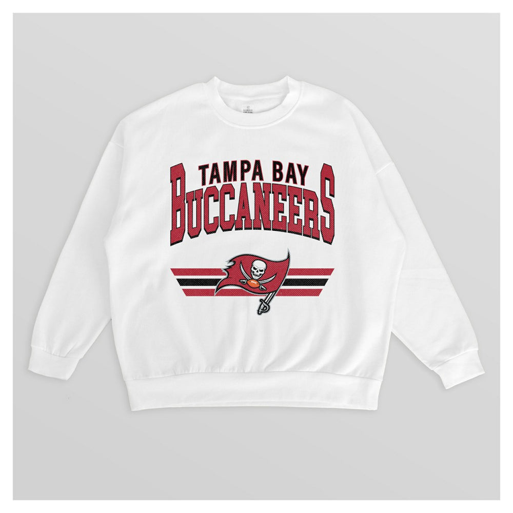 Tampa Bay Buccaneers Gameday Couture Women's Swift Strike Premium Oversized Fleece Pullover Sweatshirt - White Pullover