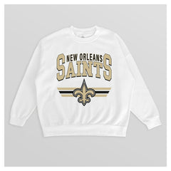 New Orleans Saints Gameday Couture Women's Swift Strike Premium Oversized Fleece Pullover Sweatshirt - White Pullover