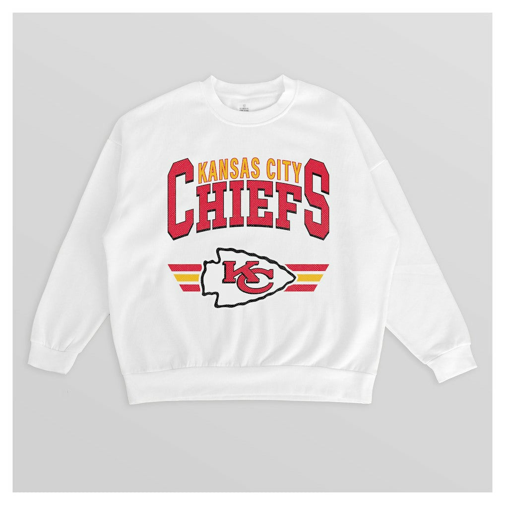 Kansas City Chiefs Gameday Couture Women's Swift Strike Premium Oversized Fleece Pullover Sweatshirt - White Pullover