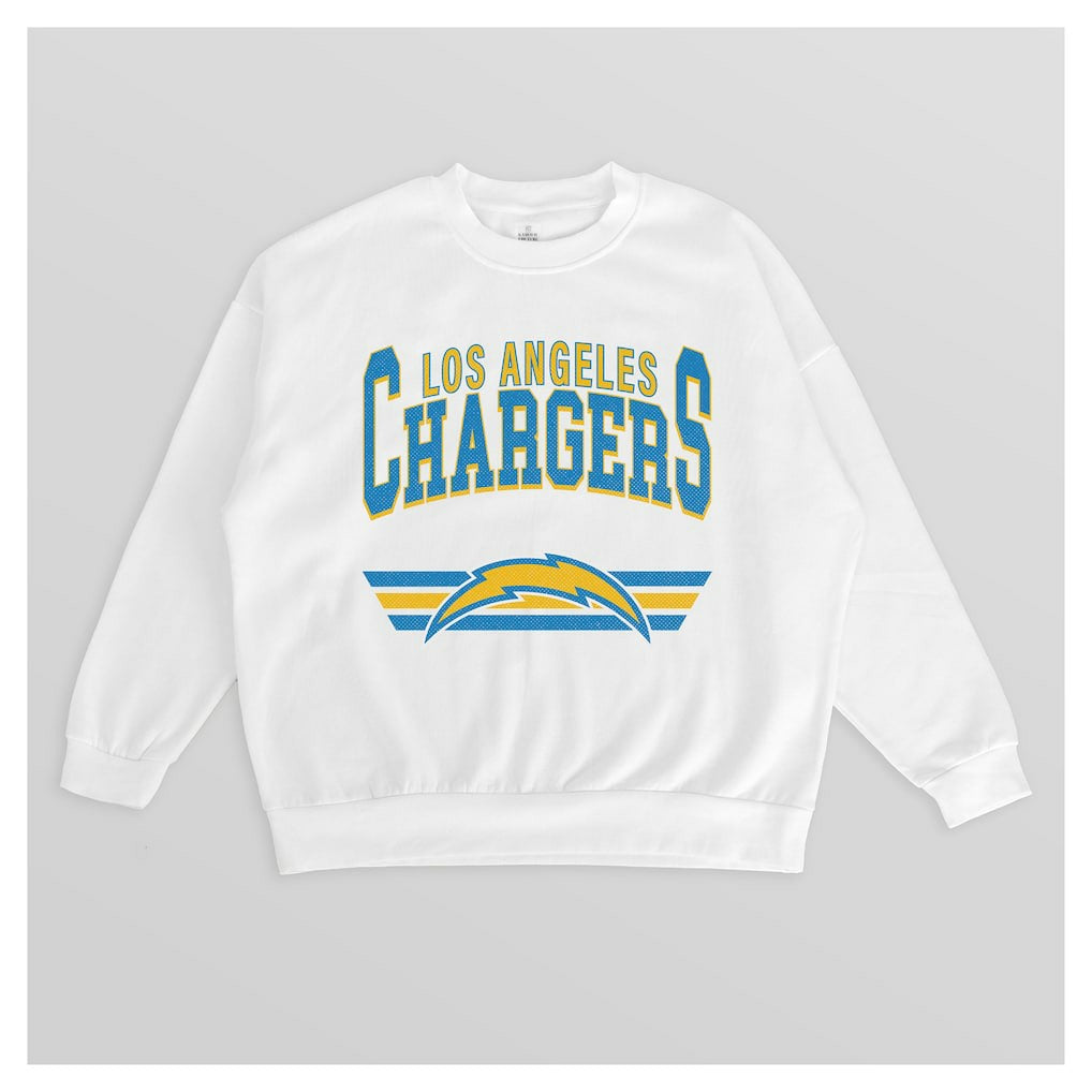Los Angeles Chargers Gameday Couture Women's Swift Strike Premium Oversized Fleece Pullover Sweatshirt - White Pullover
