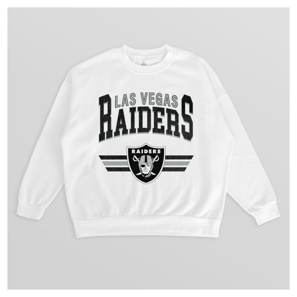 Las Vegas Raiders Gameday Couture Women's Swift Strike Premium Oversized Fleece Pullover Sweatshirt - White Pullover