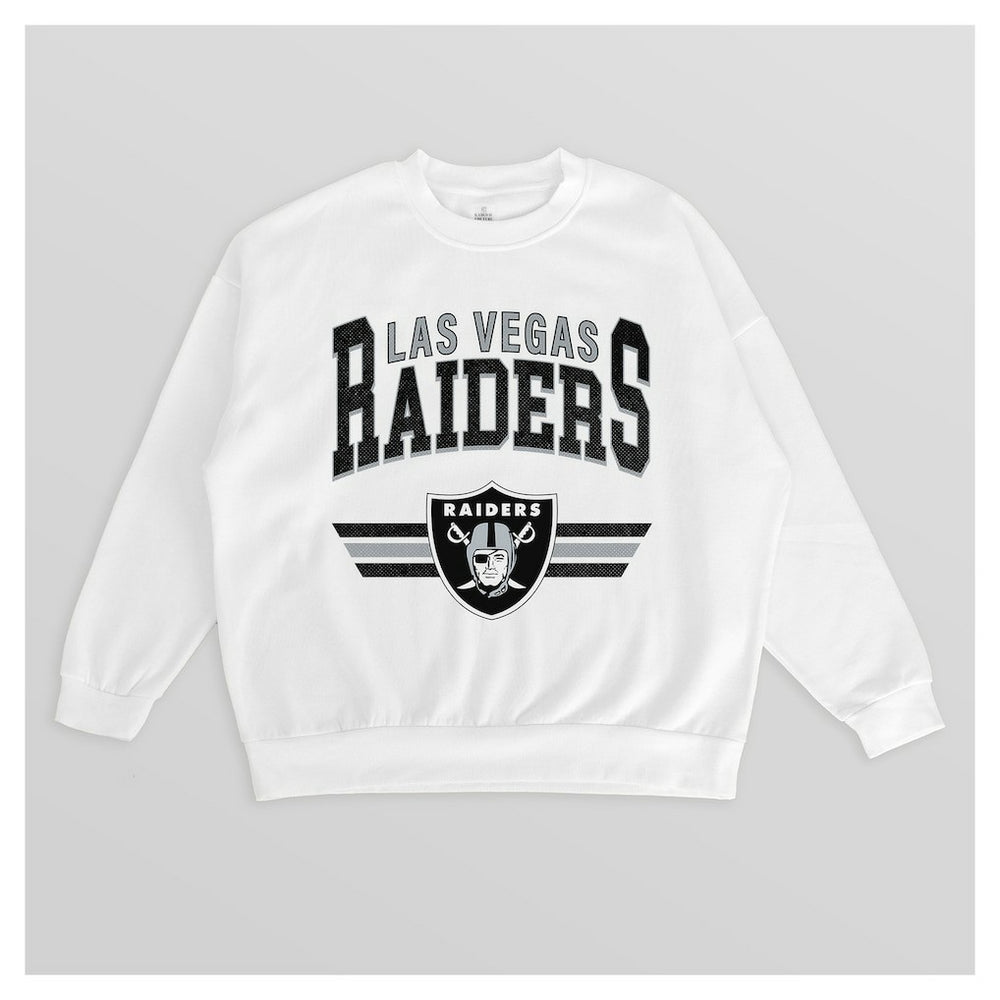 Las Vegas Raiders Gameday Couture Women's Swift Strike Premium Oversized Fleece Pullover Sweatshirt - White Pullover