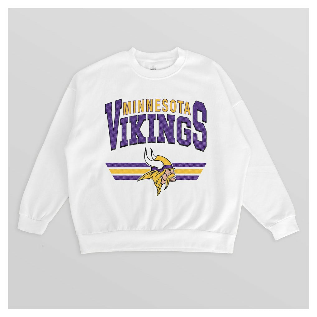 Minnesota Vikings Gameday Couture Women's Swift Strike Premium Oversized Fleece Pullover Sweatshirt - White Pullover