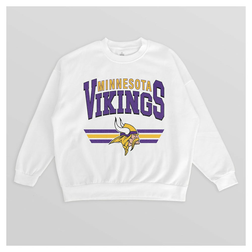 Minnesota Vikings Gameday Couture Women's Swift Strike Premium Oversized Fleece Pullover Sweatshirt - White Pullover