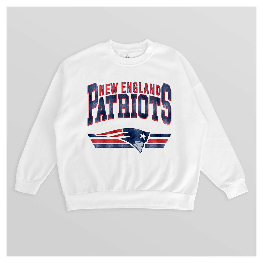 New England Patriots Gameday Couture Women's Swift Strike Premium Oversized Fleece Pullover Sweatshirt - White Pullover