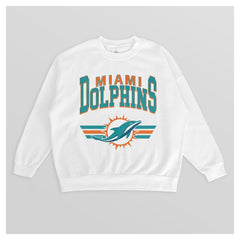 Miami Dolphins Gameday Couture Women's Swift Strike Premium Oversized Fleece Pullover Sweatshirt - White Pullover