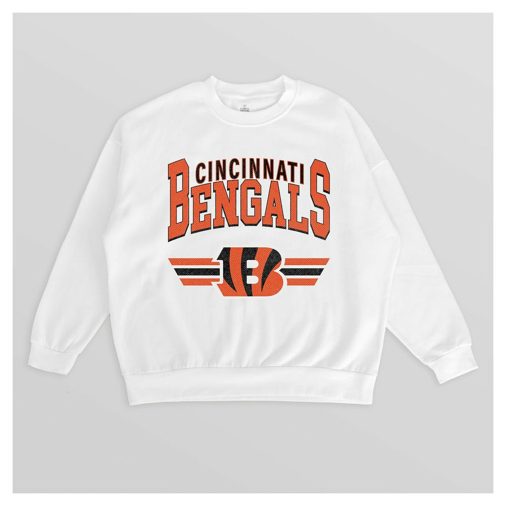 Cincinnati Bengals Gameday Couture Women's Swift Strike Premium Oversized Fleece Pullover Sweatshirt - White Pullover