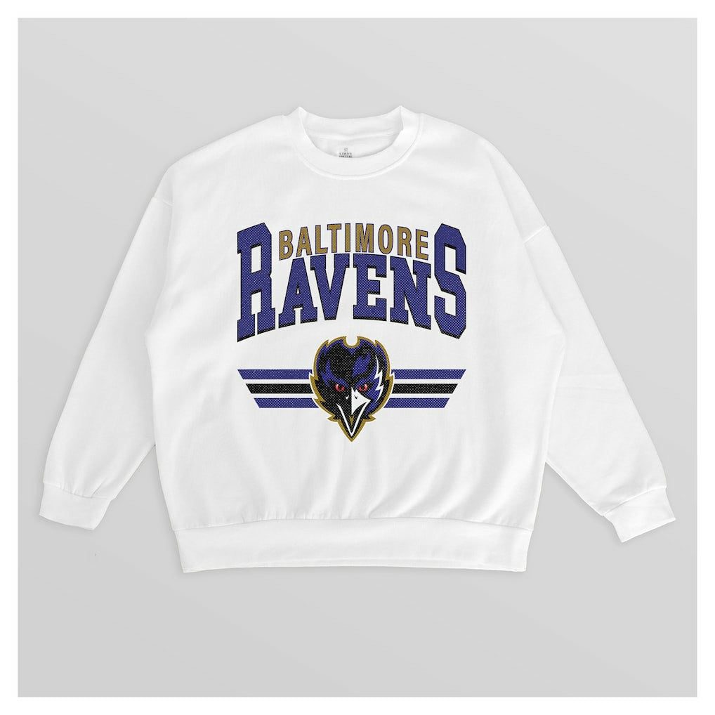Baltimore Ravens Gameday Couture Women's Swift Strike Premium Oversized Fleece Pullover Sweatshirt - White Pullover