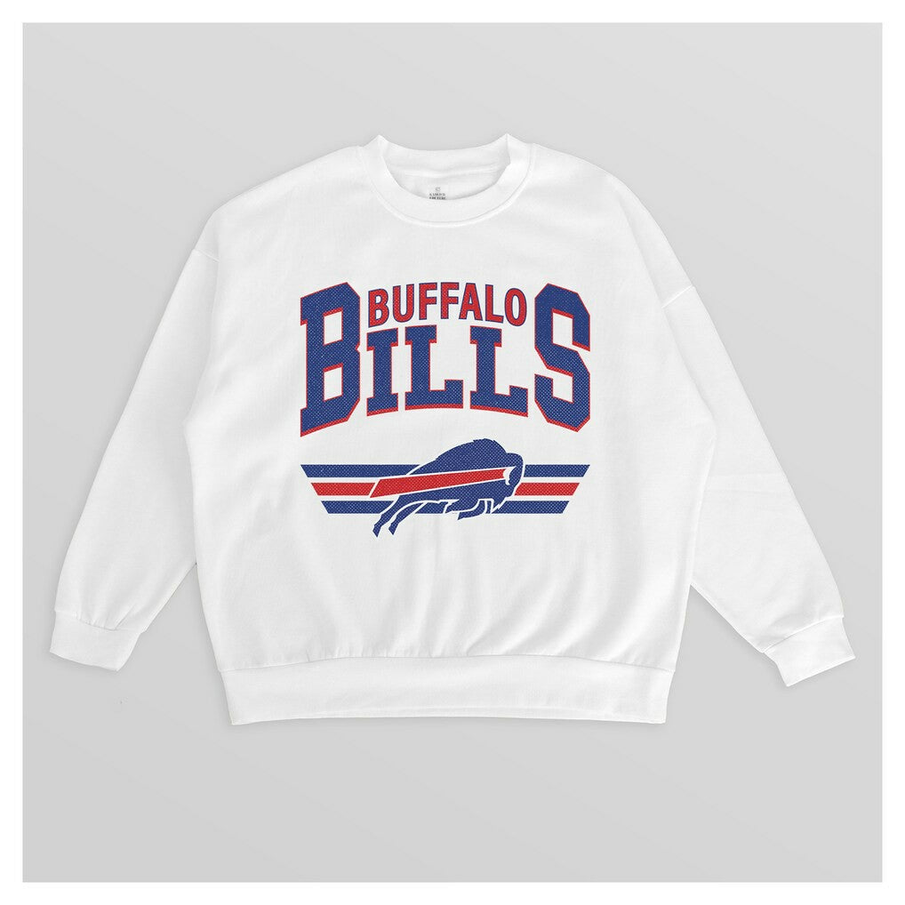 Buffalo Bills Gameday Couture Women's Swift Strike Premium Oversized Fleece Pullover Sweatshirt - White Pullover